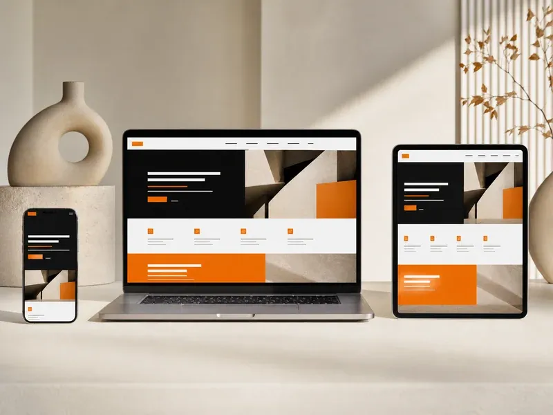 Website responsivo apresentado em vários dispositivos